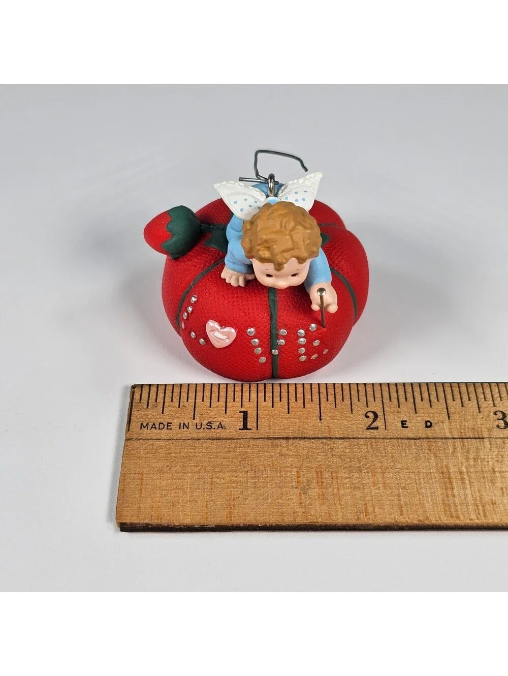 Hallmark Keepsake Ornament 1997 Love to Sew Angel Tomato Pincushion Sue Tague